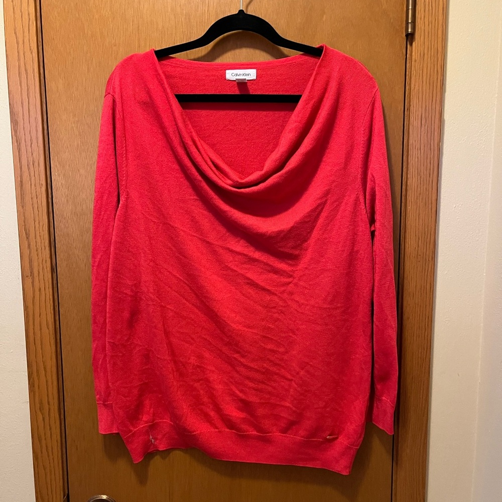 Calvin Klein Orange Cowl Neck Sweater Women’s XL